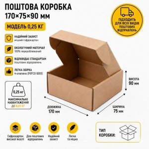 Картона коробка 170*75*90 мм.